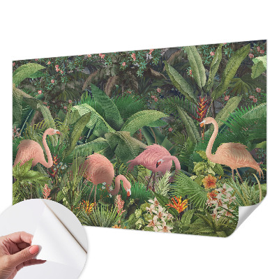 Papel de parede autocolante para sala com estampa de flamingos cor-de-rosa