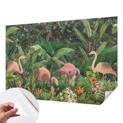 Papel de parede autocolante para sala com estampa de flamingos cor-de-rosa
