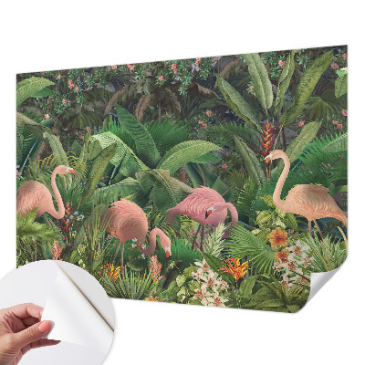 Papel de parede autocolante para sala com estampa de flamingos cor-de-rosa