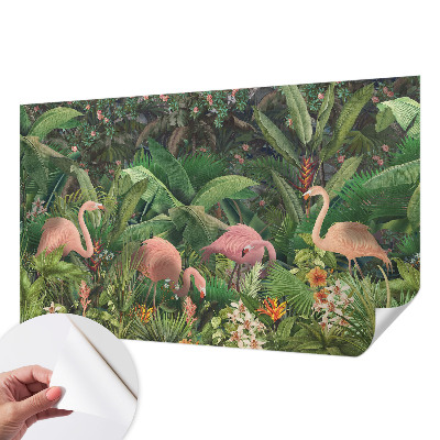 Papel de parede autocolante para sala com estampa de flamingos cor-de-rosa
