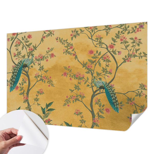 Papel de parede autocolante para sala Árvores de pavão