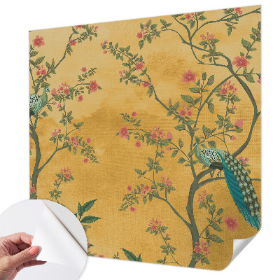 Papel de parede autocolante para sala Árvores de pavão