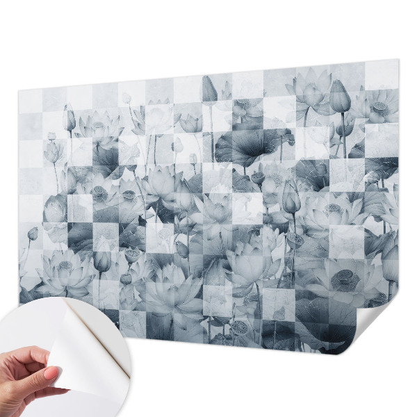 Papel de parede autocolante para sala com estampa de flores de lótus
