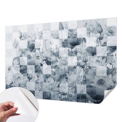 Papel de parede autocolante para sala com estampa de flores de lótus