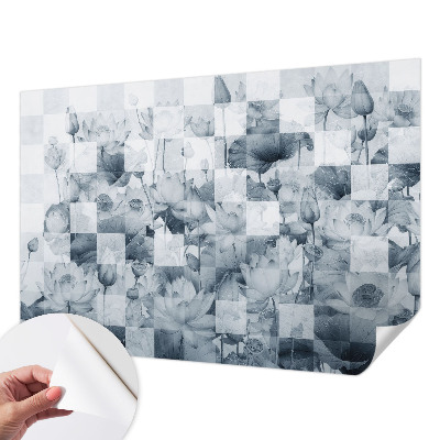 Papel de parede autocolante para sala com estampa de flores de lótus