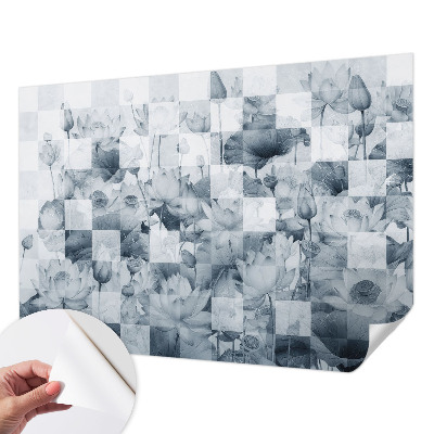 Papel de parede autocolante para sala com estampa de flores de lótus