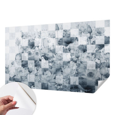 Papel de parede autocolante para sala com estampa de flores de lótus