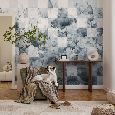 Papel de parede autocolante para sala com estampa de flores de lótus