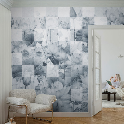 Papel de parede autocolante para sala com estampa de flores de lótus