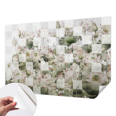 Papel de parede autocolante para quarto com padrão de lótus