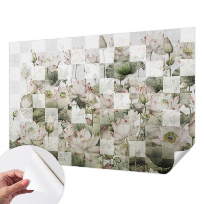 Papel de parede autocolante para quarto com padrão de lótus