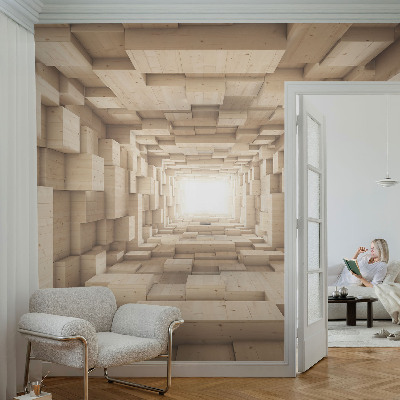 Papel de parede 3D Túnel de madeira