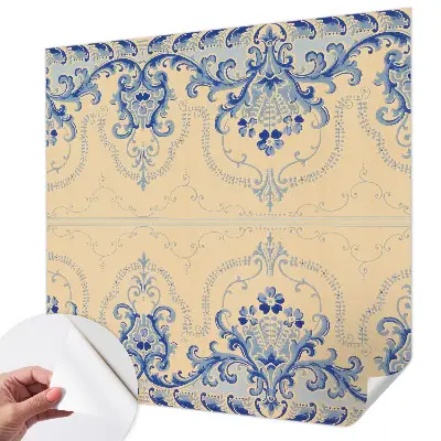 Papel de parede para criança com enfeites azuis