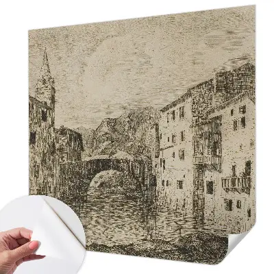 Papel de parede autocolante para sala com estampado de panorama da cidade