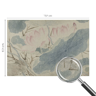 Papel de parede autocolante para quarto com estampa de folhas de lótus
