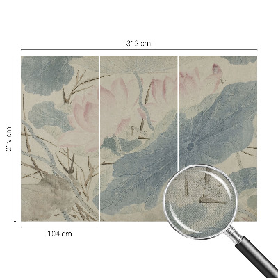 Papel de parede autocolante para quarto com estampa de folhas de lótus