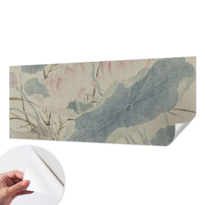 Papel de parede autocolante para quarto com estampa de folhas de lótus