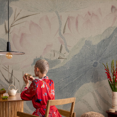 Papel de parede autocolante para quarto Folhas de lótus