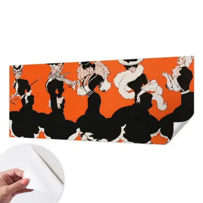 Autocolante de parede fotográfico com estampa de roupas femininas