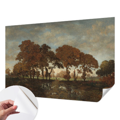 Papel de parede autocolante para sala com estampa de paisagem idílica