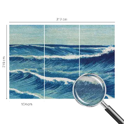 Papel de parede autocolante para quarto com estampa de ondas do mar