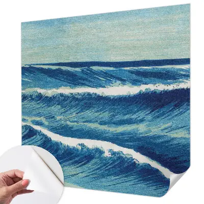 Papel de parede autocolante para quarto com estampa de ondas do mar