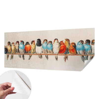 Papel de parede autocolante com estampa de pássaros em um galho