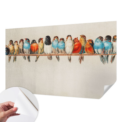 Papel de parede autocolante com estampa de pássaros em um galho
