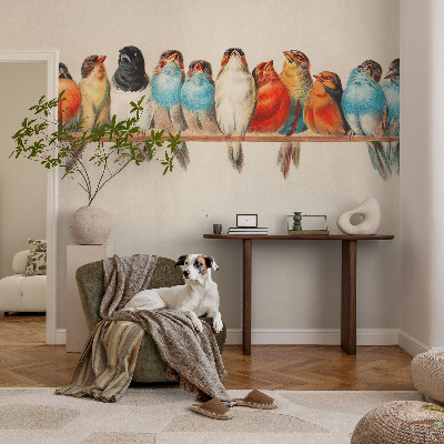 Papel de parede autocolante Pássaros em um galho