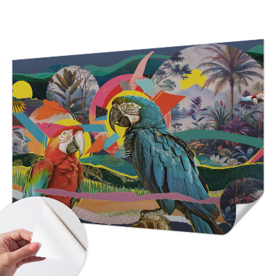 Papel de parede autocolante para sala com estampa de pássaros exóticos