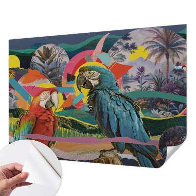 Papel de parede autocolante para sala Pássaros exóticos