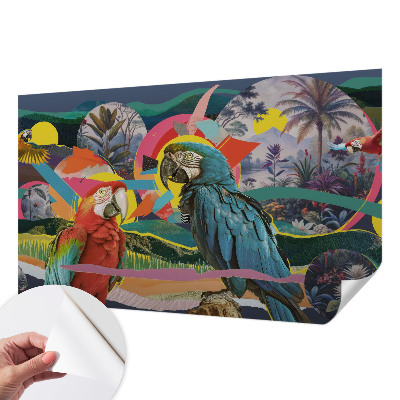 Papel de parede autocolante para sala Pássaros exóticos