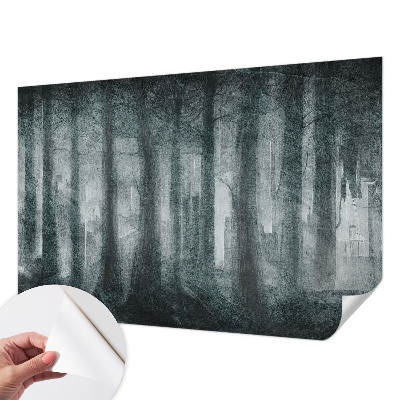 Papel de parede autocolante para quarto com estampa de floresta misteriosa