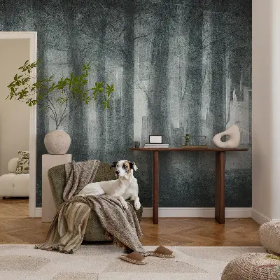 Papel de parede autocolante para quarto com estampa de floresta misteriosa