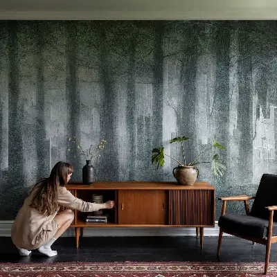 Papel de parede autocolante para quarto com estampa de floresta misteriosa