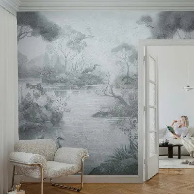 Papel de parede 3D com estampa de paisagem natural