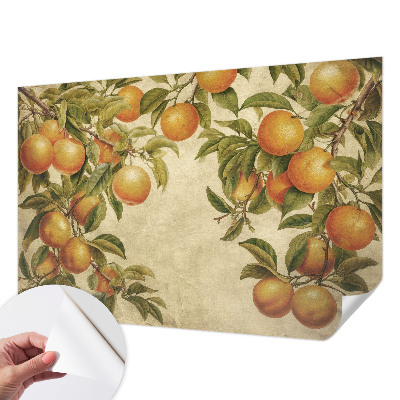Papel de parede autocolante para sala com estampa de ramos de frutos