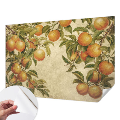 Papel de parede autocolante para sala com estampa de ramos de frutos
