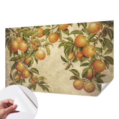 Papel de parede autocolante para sala com estampa de ramos de frutos