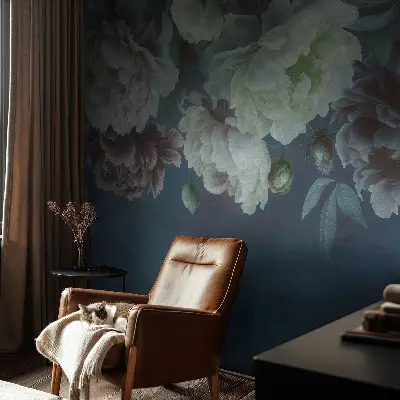 Papel de parede 3D com padrão floral elegante