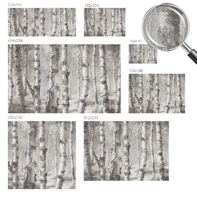 Papel de parede infantil com estampa de floresta de bétulas