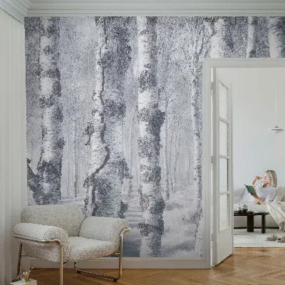 Papel de parede autocolante para sala com padrão de natureza gélida