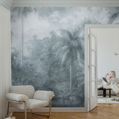 Papel de parede autocolante para quarto com estampa de vegetação tropical