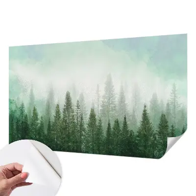 Papel de parede para criança com estampa de lobo na floresta