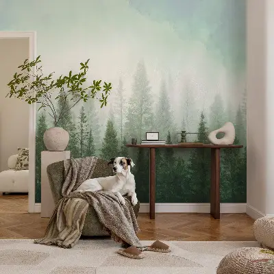 Papel de parede para criança com estampa de lobo na floresta
