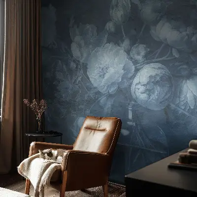Papel de parede autocolante para sala com arranjo floral