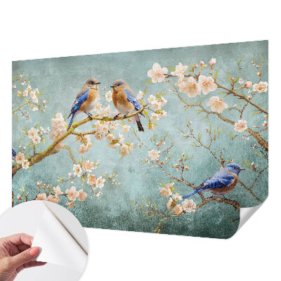 Papel de parede infantil com estampa de pássaros da primavera