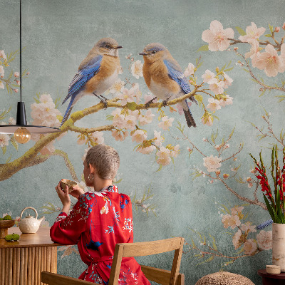 Papel de parede infantil Pássaros da primavera