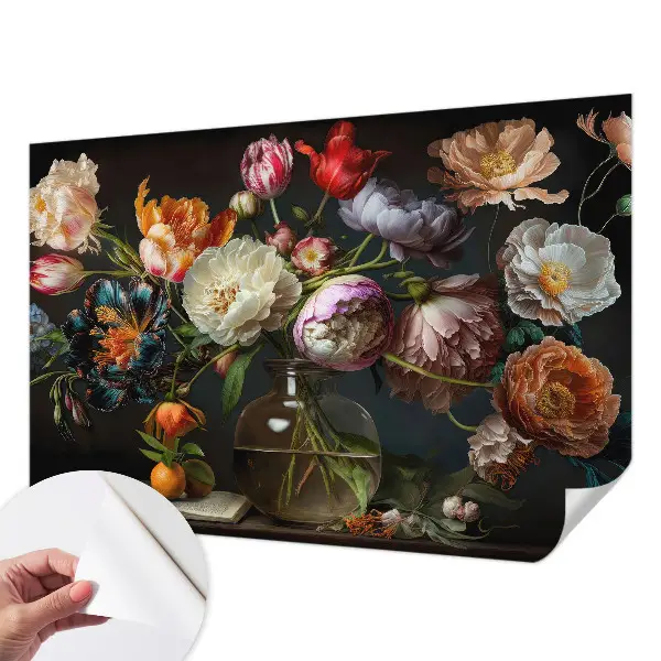 Papel de parede autocolante para quarto com estampa de buquê de flores