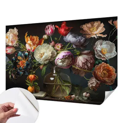 Papel de parede autocolante para quarto com estampa de buquê de flores
